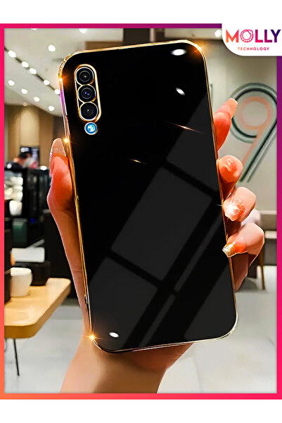 Molly Technology Samsung Galaxy A50 Için Siyah Kenarları Gold Detaylı Lüks Silikon Kılıf