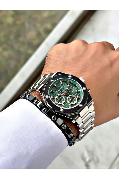 Ferrucci Silver Color Steel Cord Sports Model Men's Wrist Watch + Bracelet