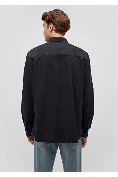 Mavi Siyah Denim Gömlek Loose Fit / Bol Rahat Kesim 0210518-900