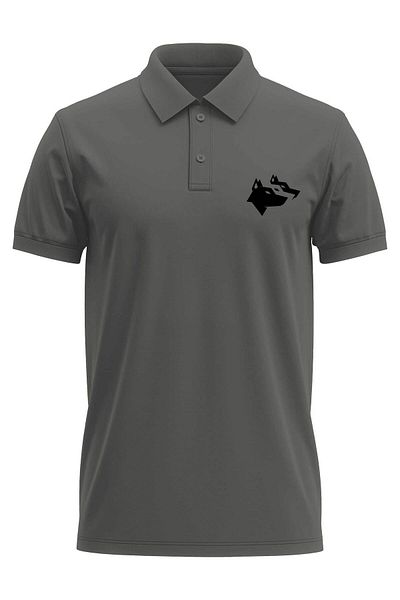 The Baski Μπλουζάκι Doberman Printed Anthracite Polo Neck - 100% βαμβάκι, κανονική εφαρμογή