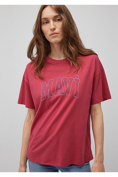 Mavi Rosafarbenes T-Shirt mit Logo-Print, reguläre Passform / normaler Schnitt 1611193-70931