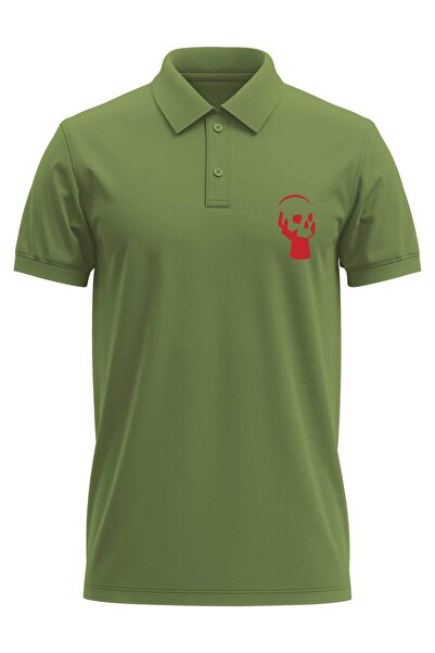 The Baski Kuru Kafa Štampano Regular Fit 100% pamuk Kaki polo kragna T-shirt
