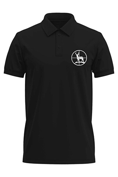 The Baski Μπλουζάκι με λαιμόκοψη 100% βαμβακερό μαύρο πόλο με τυπωμένη κανονι...