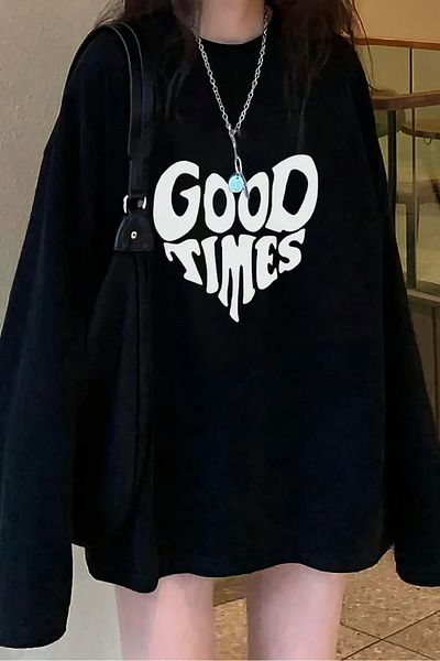 Gofeel Μαύρο μακρυμάνικο μπλουζάκι Unisex Good Times