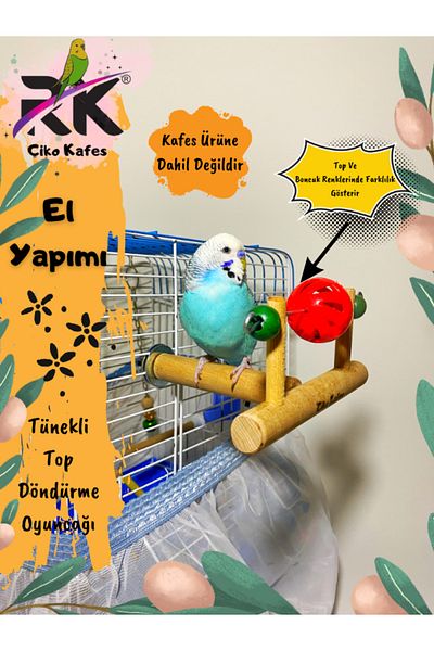 Ciko Kafes Bird Ball Spinning Toy with Perch