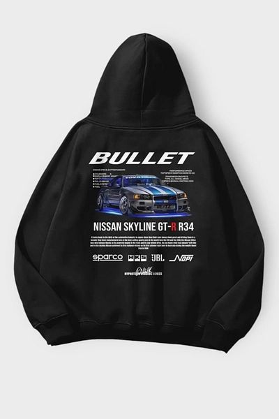 Gofeel Φούτερ με μαύρη κουκούλα Fast And Furious Bullet με στάμπα