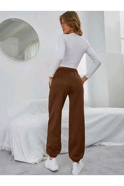 Boi Υπερμεγέθη χειμερινό αθλητικό παντελόνι Jogger με 3 κλωστές - ροζ φιόγκο με ψηλόμεσο λαστιχένιο πόδι