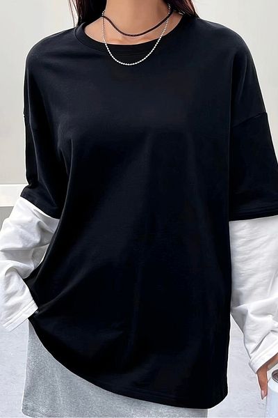 Gofeel Μαύρο Λευκό Unisex Raglan μακρυμάνικο T-Shirt
