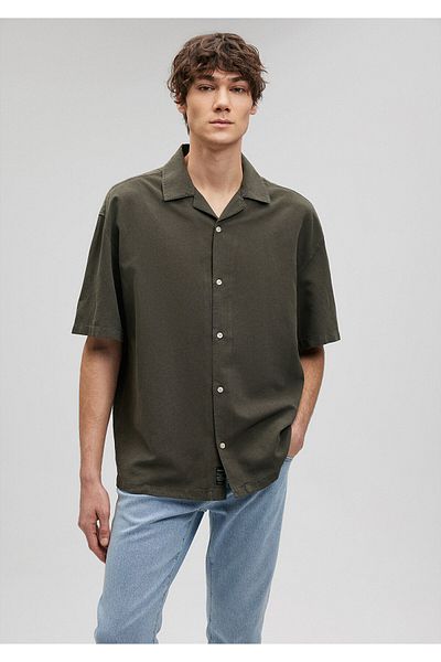 Mavi Πουκάμισο από χακί λινό Blended Oversize -0210679-80106