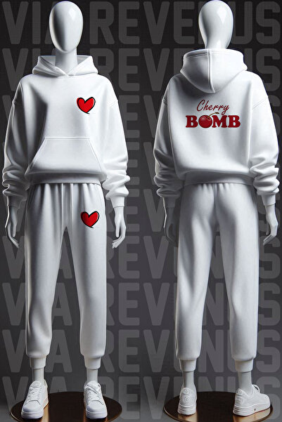 Vordevia Cherry Bomb Štampano široka majica sa kapuljačom i trenirke, ženski ...