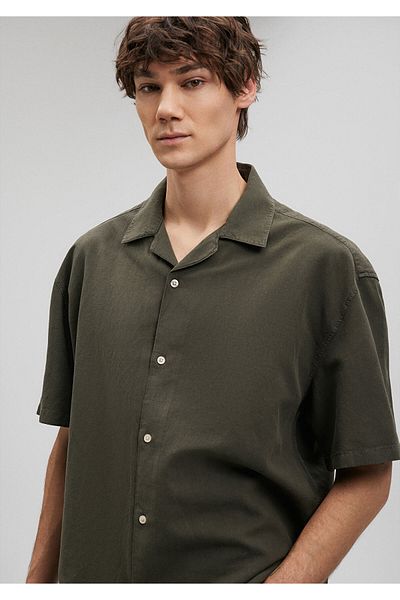 Mavi Πουκάμισο από χακί λινό Blended Oversize -0210679-80106