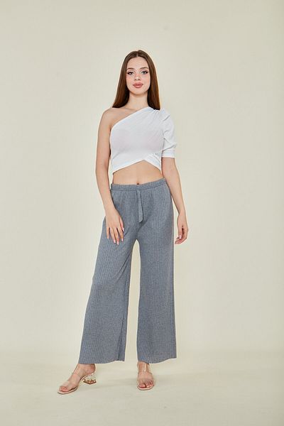 Rudaconcept Partea de jos de pijama confortabilă 3 buc, cu nervuri și partea de jos de pijama din 3 piese