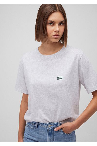 Mavi Graues T-Shirt mit Logo-Print, normale Passform / normaler Schnitt 1611900-85524