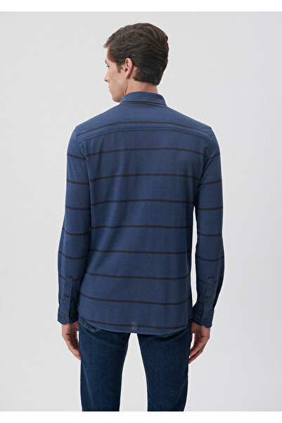 Mavi Pruhovaná námořnická modrá pletená košile Fitted 0210814-70718