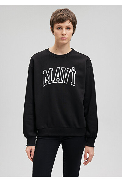 Mavi Logo Baskılı Siyah Sweatshirt 1611192-900