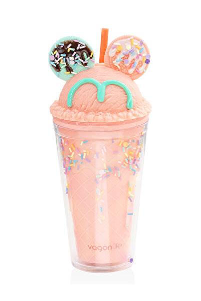 Vagonlife Flask with Ear and Straw 450 ml Salmon