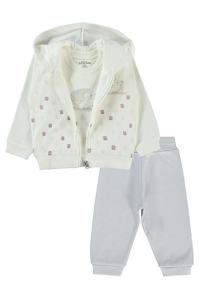 Aziz Bebe 3-24 Months Baby Ecru 3-Piece Set