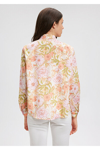 Mavi Çiçek Baskılı Pembe Gömlek Regular Fit / Normal Kesim 1210759-87007