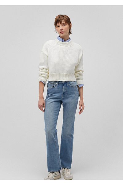 Mavi Pulover Crop Alb - Decolteu Crew, Regular Fit 1710515 -70057