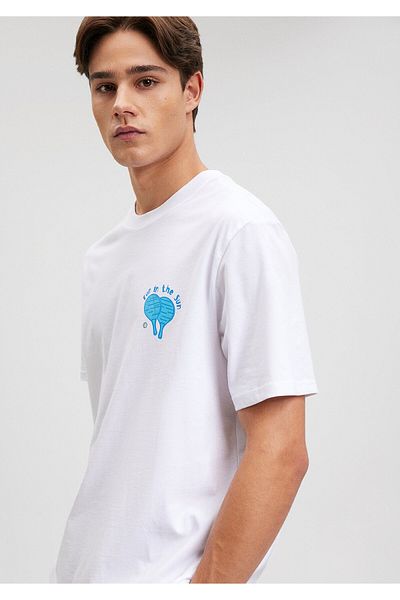 Mavi Λευκό μπλουζάκι με στάμπα Fun in The Sun - Loose Fit0612061-620