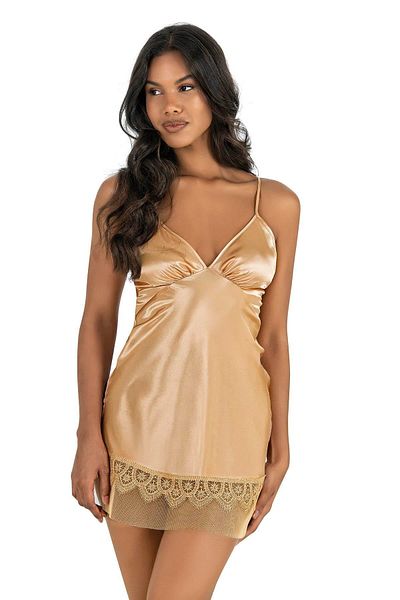 PRIMODA Gold Short Satin Nightgown 8248