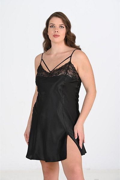 PRIMODA Plus Size Black Nightgown 2103