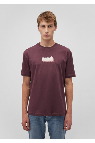 Mavi Logo Baskılı Bordo Tişört Loose Fit / Bol Rahat Kesim 0612358-70260