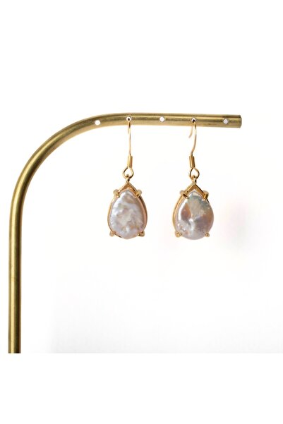 Paleo İnci Çelik Küpe, Tatlı Su İncisi