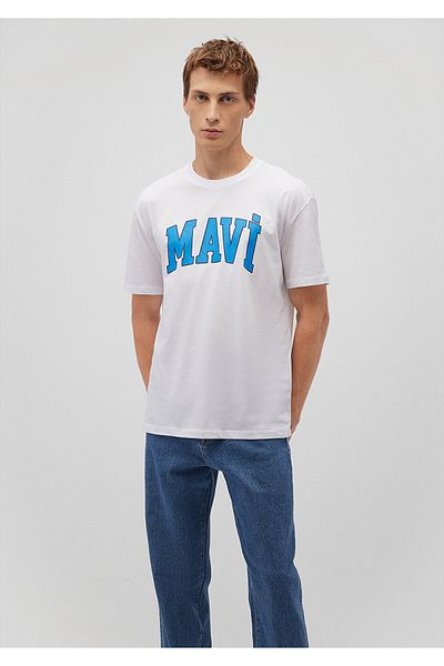 Mavi Λευκό μπλουζάκι με λογότυπο Loose Fit / Loose Relaxed Fit 0611711 -602