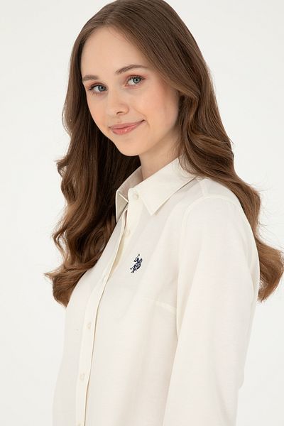 U.S. Polo Assn. Women's Cream Long Sleeve Basic Shirt 50297002 -Vr071