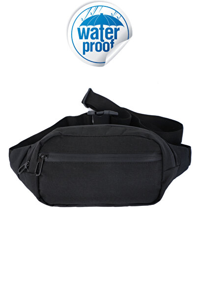 Captain Bag Geantă de umăr și talie unisex neagră cu 2 compartimente, fermoar...