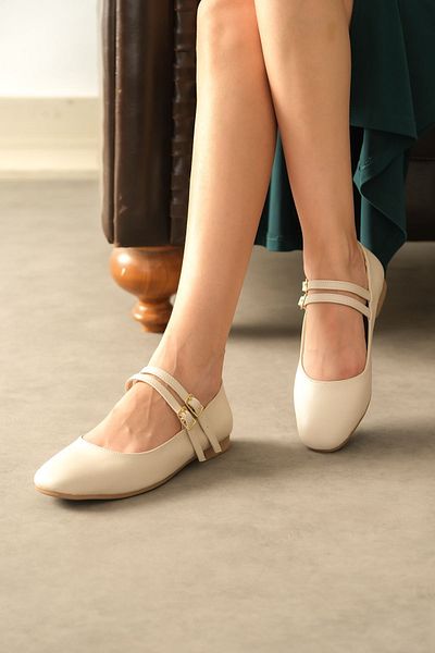 MODAADAM Pantofi de balet Rola de damă Skin Leather