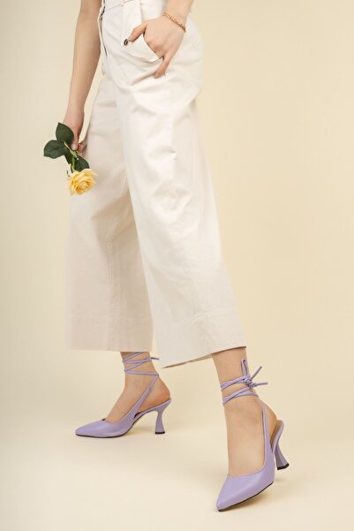 MODAADAM Women's Merlin Lace Detailed Pointed Toe Lilac Matte D - Lilac