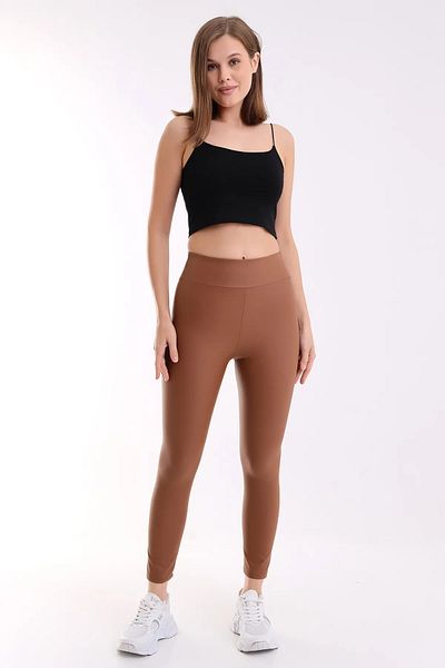 Winmoda34 Jambiere din piele artificială TERMICĂ PENTRU FEMEI CU POLAR INTERIOR CU TALIE ÎNALTĂ