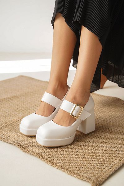 MODAADAM Pantofi cu toc pentru femei Romeo White Platform