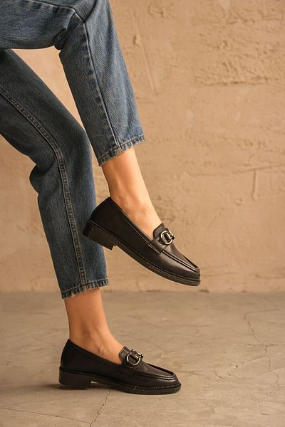 MODAADAM Pantofi Roma Casual Loafer de damă - piele neagră