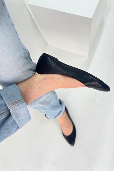 inizio Balerini negri din piele naturală GD53