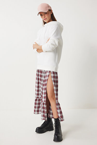 Happiness İstanbul Ecru Oversize Hooded Women's Sweatshirt - Vn00017