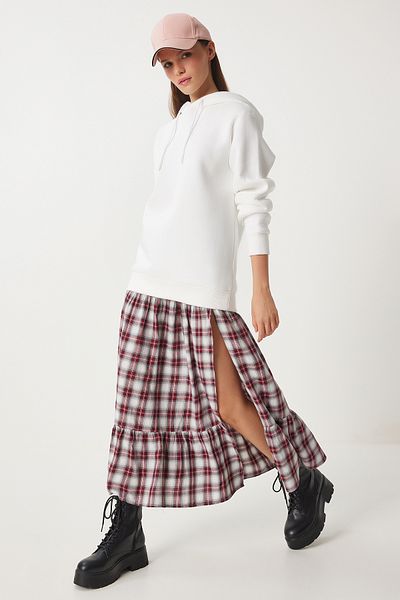 Happiness İstanbul Ecru Oversize Damen Sweatshirt mit Kapuze - VN00017