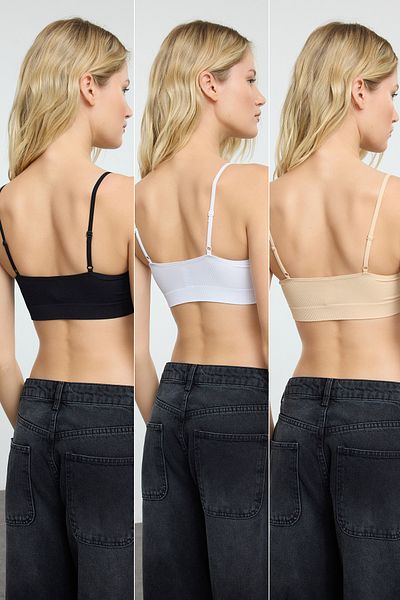 Trendyol Collection 3er-Pack nahtloser Strick-Bralette-BH – nahtlos, ohne Bügel, ohne Körbchen, THMAW25SU00020