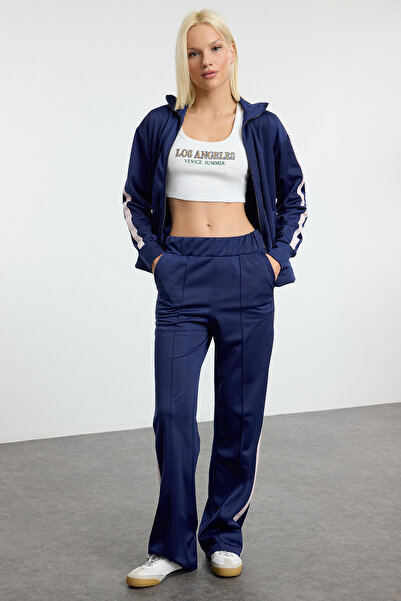 Trendyol Collection Marineblaues gestricktes Trainingsanzug-Set TWOAW25EM00009