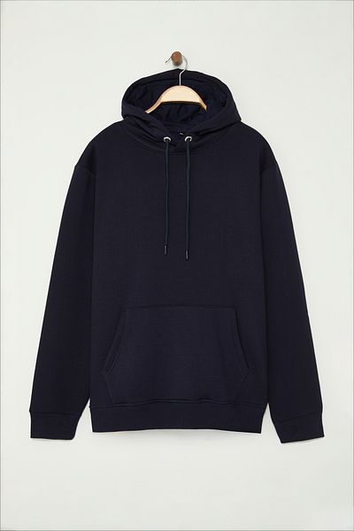 Edit by Trendyol Sötétkék Slim Fit kapucnis polár pulóver - nagy méretű