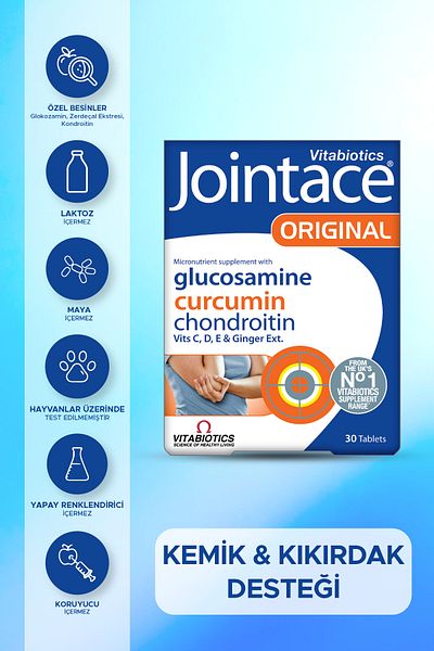 Jointace Bone Health Support Vitamin Containing Glucosamine Chondroitin, Vitamin D, Curcumin 30 Tablets