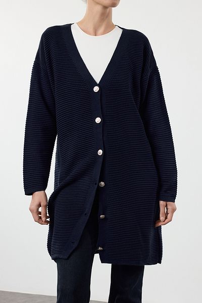 Edit by Trendyol Basic Knitwear Navy Blue Cardigan - TEDAW25TH00000