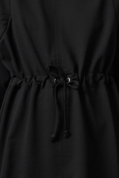 Edit by Trendyol Μαύρη δαντέλα Λεπτομερής άνετη εφαρμογή πλεκτό φούτερ TEDAW25TW00001