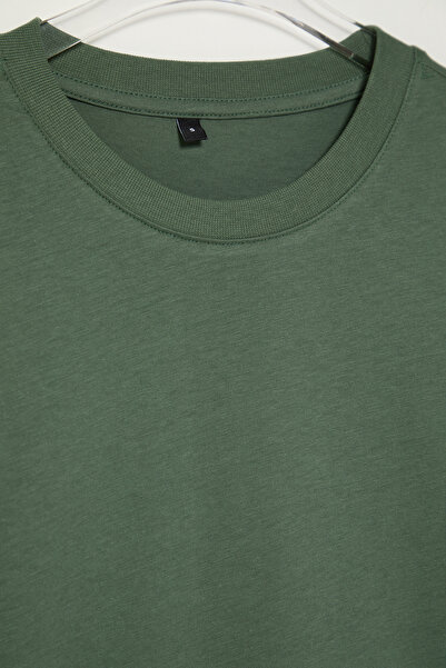 Trendyol Collection 3 Pack Brown-Green-Stone Color Slim Fit Men's T-Shirt - 100% Cotton Tedaw25Ts00010