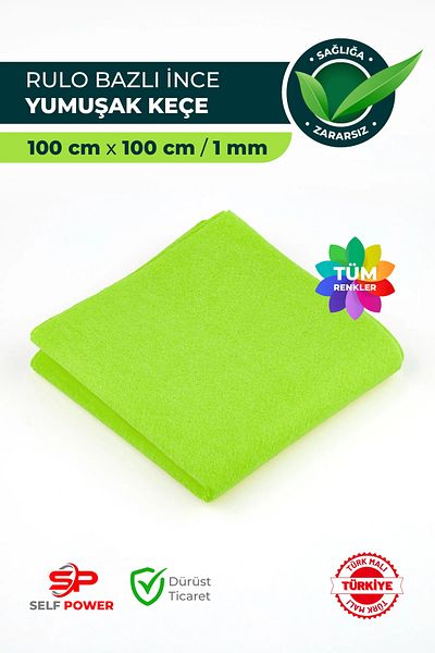 Self Power Pistachio Green 1 Meter Soft Thin Felt Fabric - Colorful Activity Meter Felt with 100X100 cm Dimensions