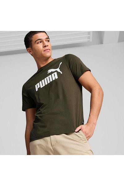 Puma تي شيرت بشعار ESS - زيتوني داكن (S)