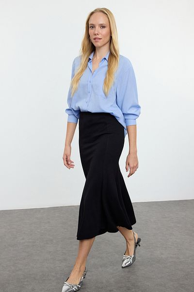 Trendyol Collection Fusta neagră tricotată elastică Midi TWOAW25ET00107
