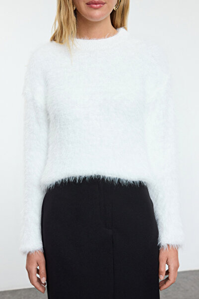 Trendyol Collection Ecru Crew Neck Wide Fit Knitwear Sweater - Twoaw25Kz00338